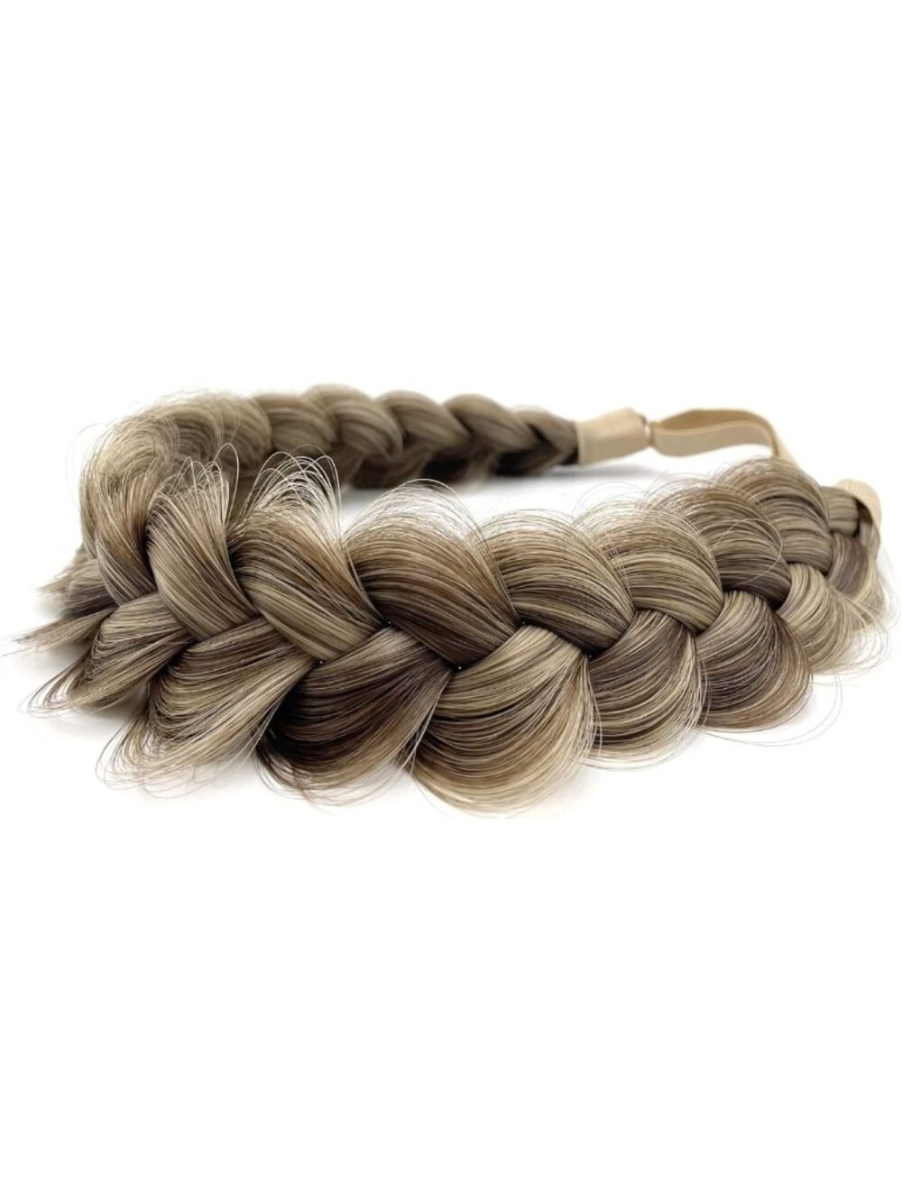 Chunky Braided Headband for Women & Girls - Elastic Stretch Bohemian Style, Gray